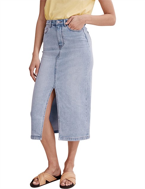 Australian Cotton Denim Midi Skirt