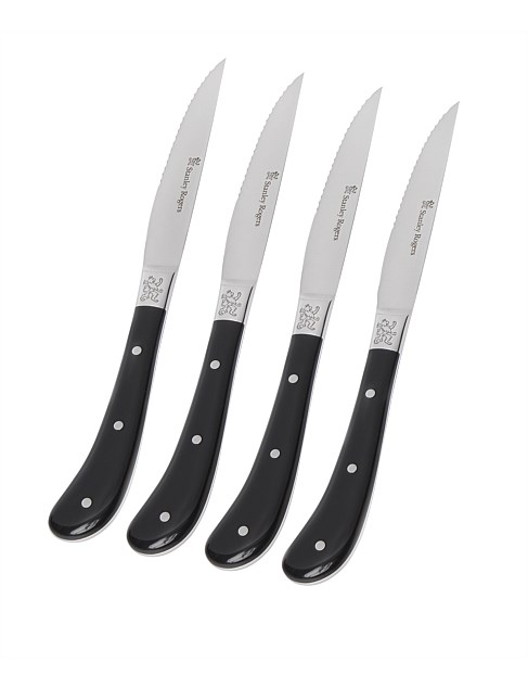 Pistol Grip Artisan Steak Knives 4pc Black