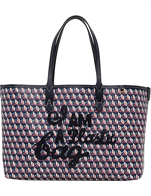 Small I am a Plastic Bag Navy Motif Tote Bag