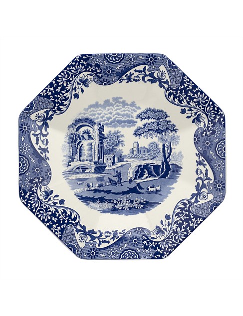 Blue Italian octagonal platter 36cm