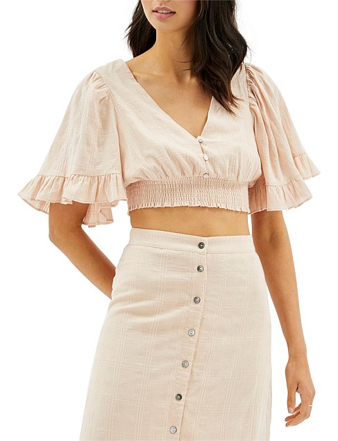 Lenni Short Sleeve Pink Backless Crop Top