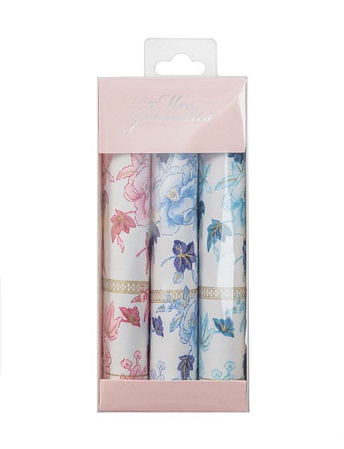 3 piece floral print handkerchief set