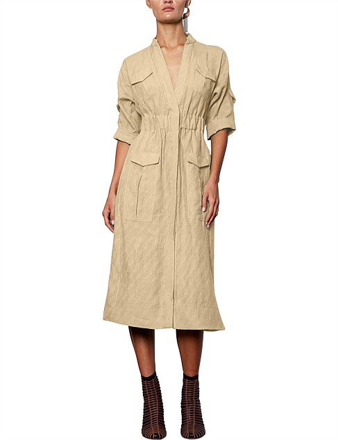 LINEN NATURAL SAFARI DRESS