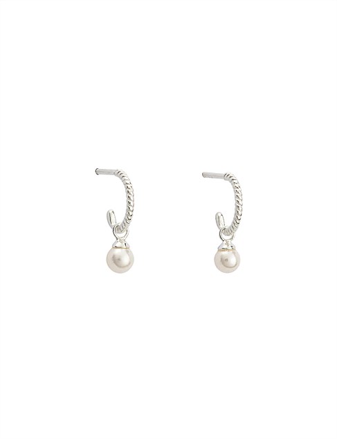 TINY PEARL HOOP EARRINGS