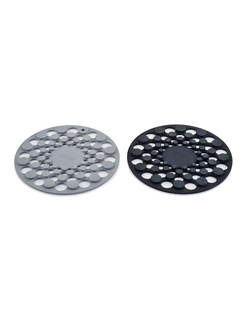 Spot-On Set of 2 Silicone Trivets (Round) - Grey