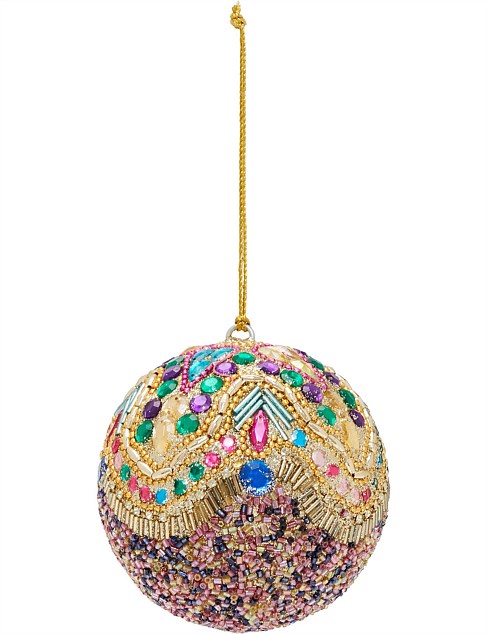 10CM BRIGHT GLASS BEADED BAUBLE