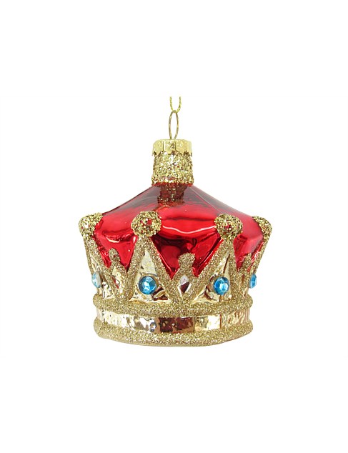 8CM GLASS CROWN ORNAMNENT