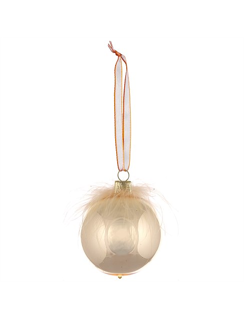 7CM GOLD FEATHER TOPPED EUROPEAN GLASS BAUBLE