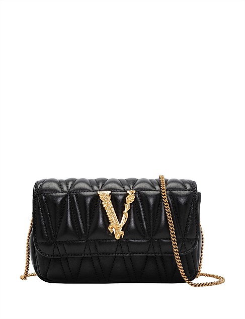 V LOGO QUILTED MINI BAG NERO