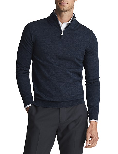 BLACKHALL Merino Wool Zip Neck Jumper