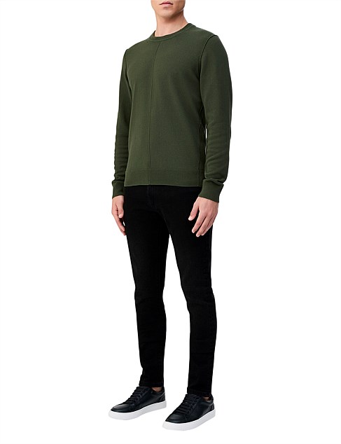 TECH COTTON SEAMED SWEATER