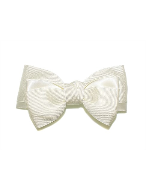 Ivory Grosgrain Satin Double Bow Barrette