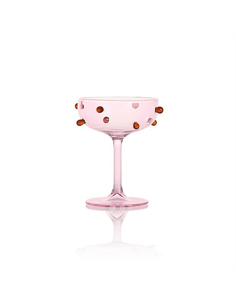 COUPE GLASSES IN PINK WITH AMBER SET OF 2