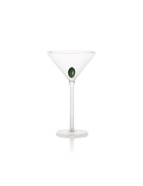 MARTINI GLASS IN CLEAR WITH OPAQUE OLIVE