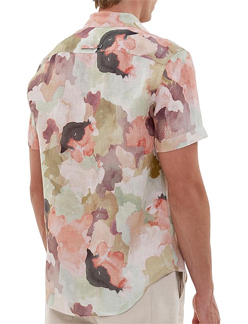 PRINTED SHORT SLEEVE LINEN SHIRT