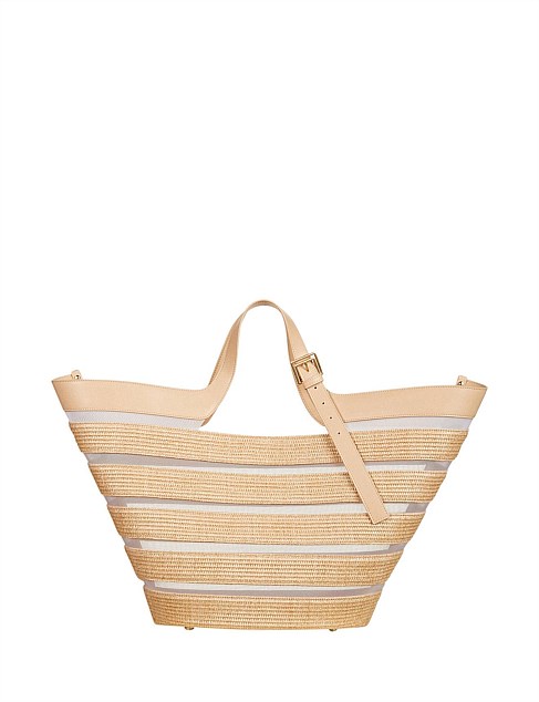 Laszlo Floating Stripe Raffia Tote bag