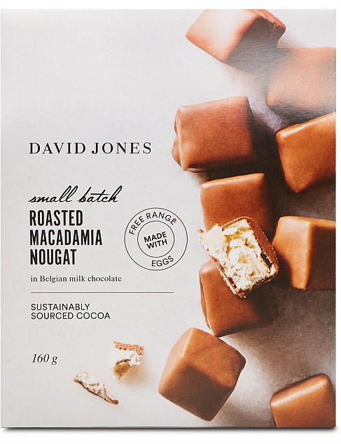 DAVID JONES CHOCOLATE MACADAMIA NOUGAT BOX 160g