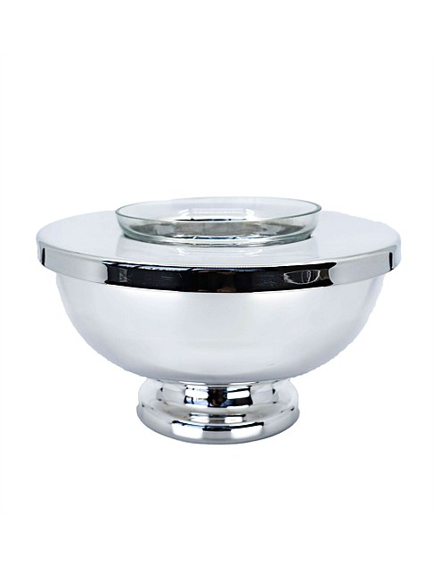 CAVIAR SILVER PLATED SERVER WITH GLASS INSERT