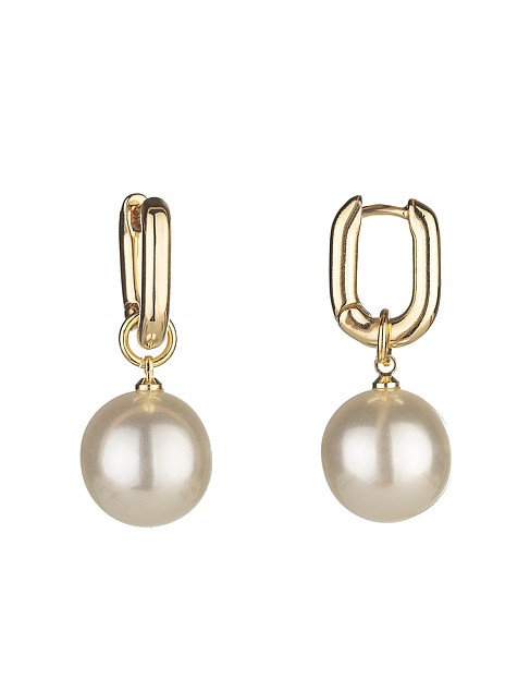 HUGGIE PEARL DROP EARRINGS