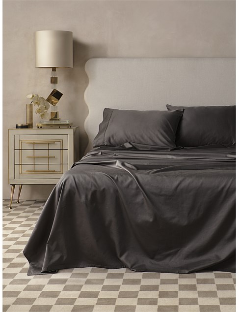 JACQUARD QUEEN BED SHEET SET BLACK