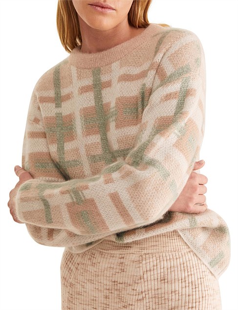 CHECK JACQUARD SWEATER