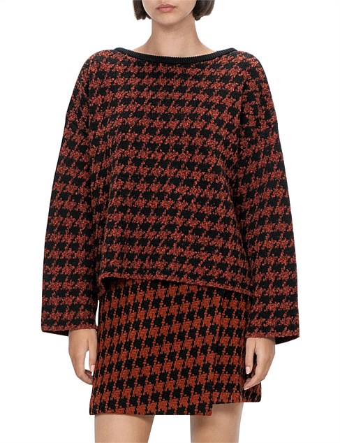 CHUNKY HOUNDSTOOTH OVERSIZED SWEATER