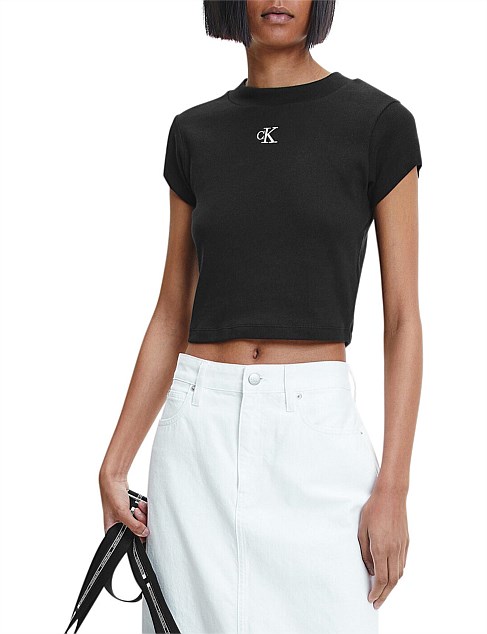 Rib Cropped Slim Short Sleeve T-Shirt