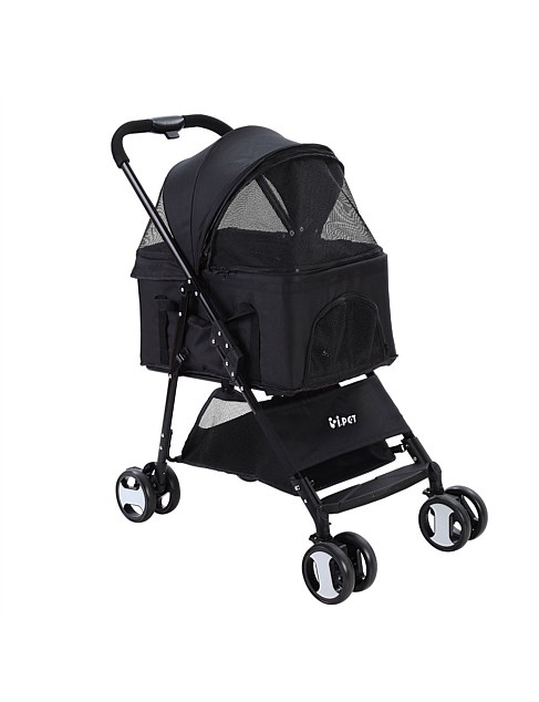 i.Pet Pet Stroller Dog Cat Cage Foldable Pram 4 Wheels Black