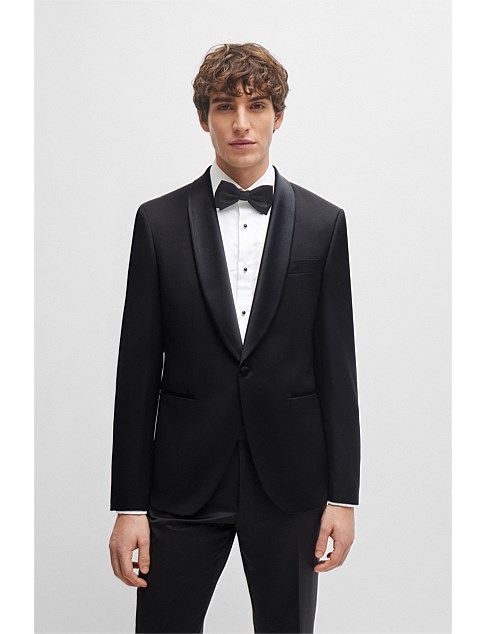 Regular-fit tuxedo jacket in virgin-wool serge