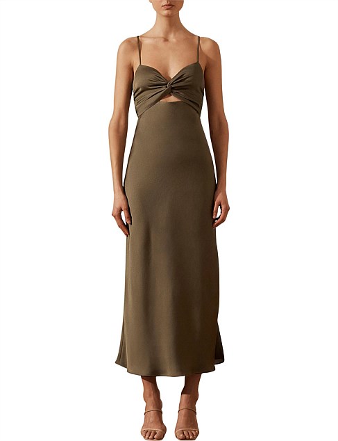 Luxe Twist Front Sleeveless Midi Dress