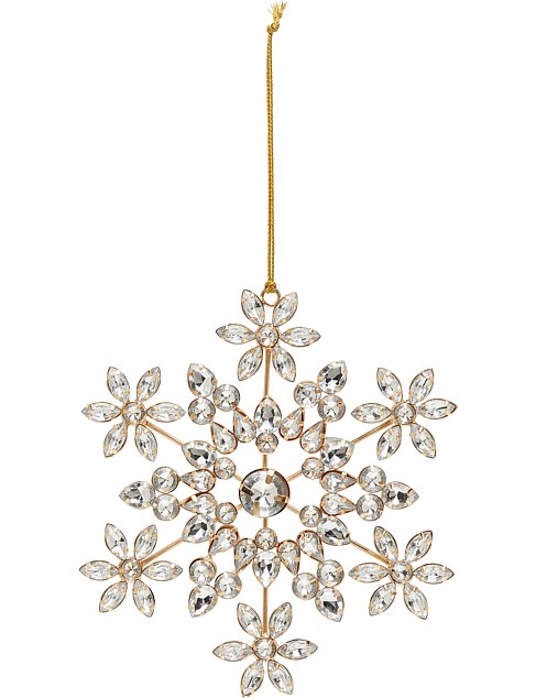 15cm Golden glass jewell snowflake ornament