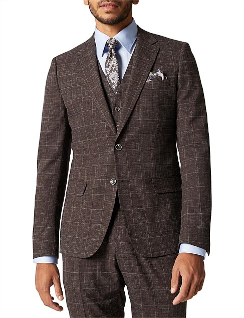 Slim Stretch Windowpane Check Tailored Jacket