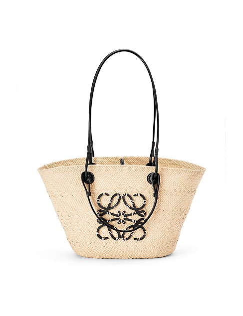 ANAGRAM BASKET BAG IN IRACA PALM/CALF