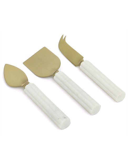 Florence Fluted Marble Cheese Knives Set of 3