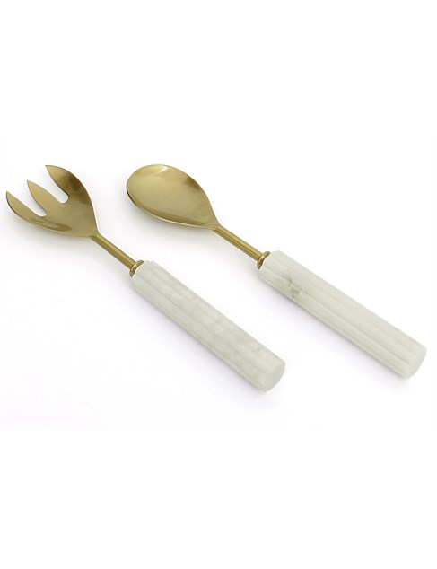 Florence Fluted Marble Salad Servers