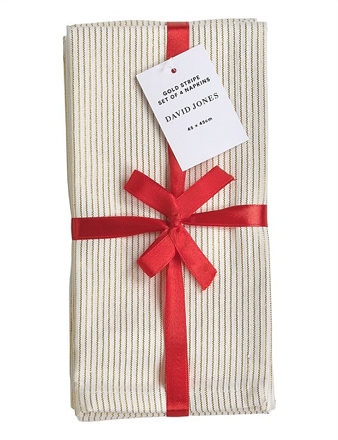 Gold Lurex Stripe Napkin Set of 4