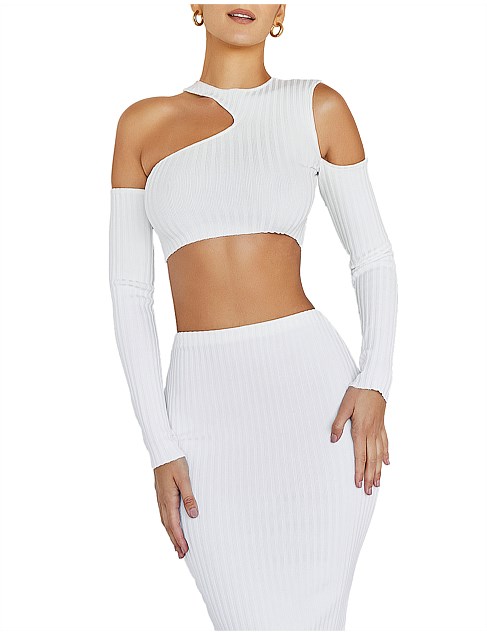 'Meaning' White Bandage Cropped Top