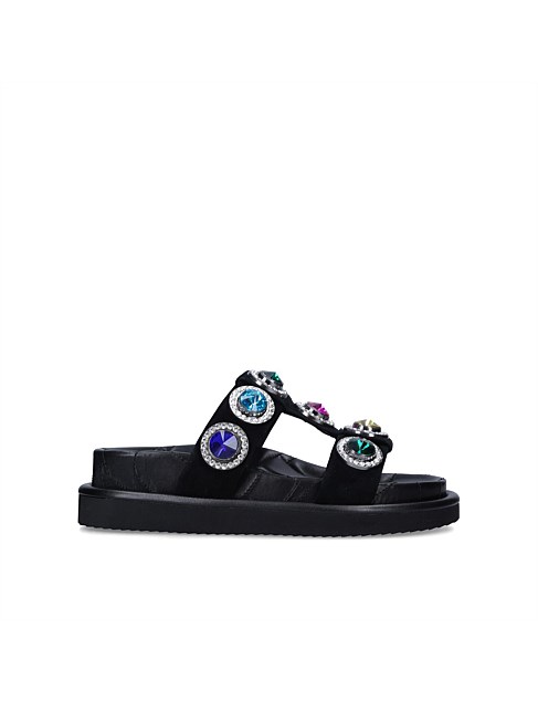 ORSON CRYSTAL SANDAL BLACK SUEDE SANDALS