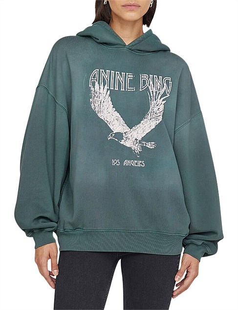 Ash Oversized Hoodie Eagle Faded Emerald Green