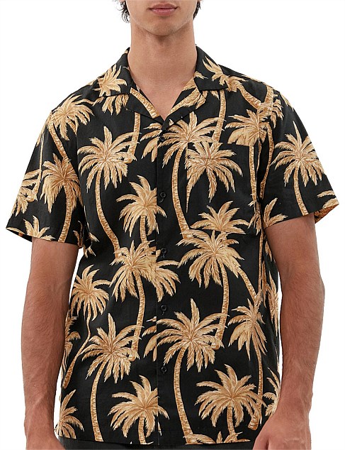 TEXTURED PALM PRINTED SHIRT