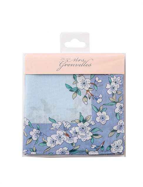 HANKIE WITH FLORAL BORDER