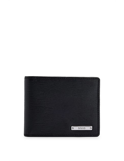 Logo-plate wallet in Italian leather