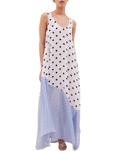 BLACK SPOTTED CREPE SURREALISTE DRESS