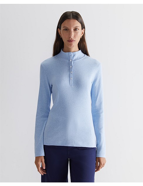 LUCY MELANGE FUNNEL NECK TOP