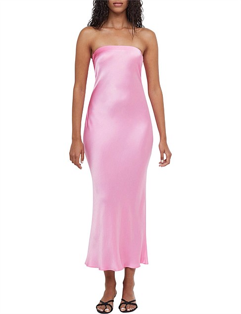 MOON DANCE BIAS-CUT LOW COWL BACK STRAPLESS MAXI DRESS