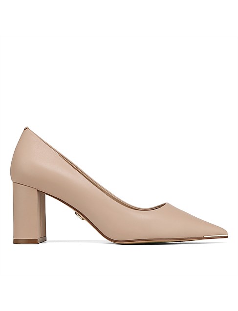 Pearl New Flesh Leather Block Heel Pump