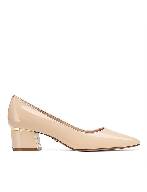 Gemmah New Flesh Patent Block Heel Pump