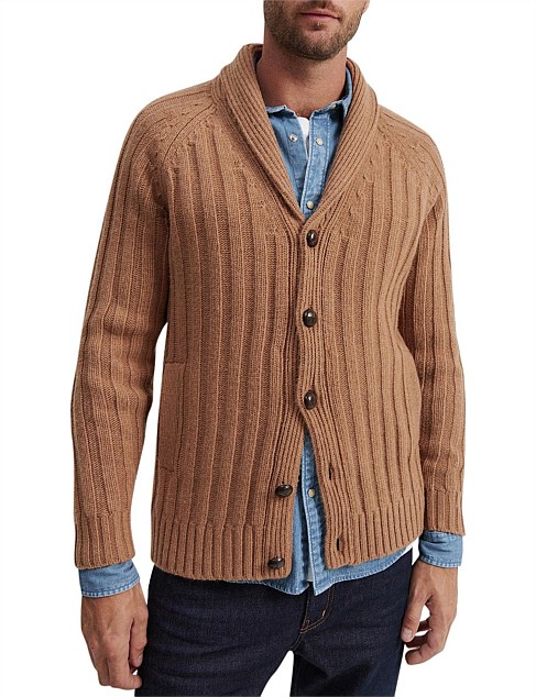 Australian Lambswool Rib Shawl Cardigan