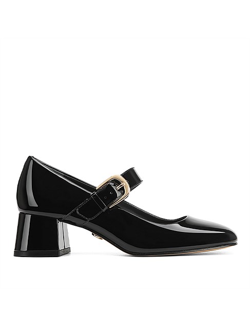 Iris Black Patent Leather Block Heel Mary Jane