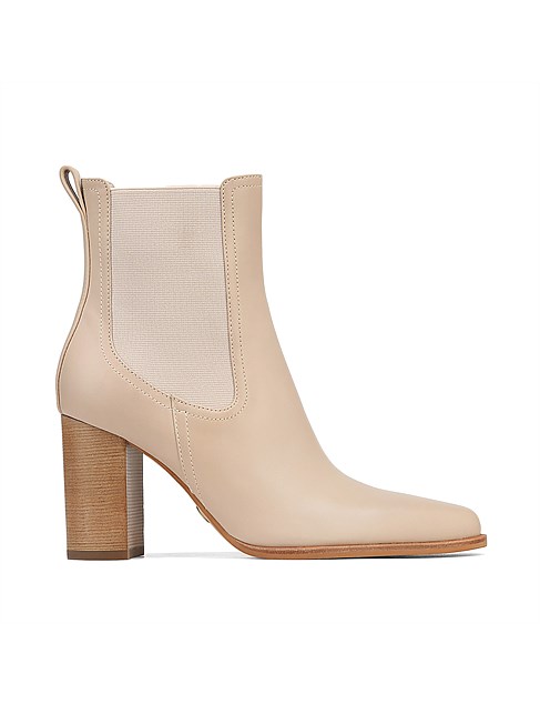 Howie Pale Porcelain Leather Block Heel Ankle Boot